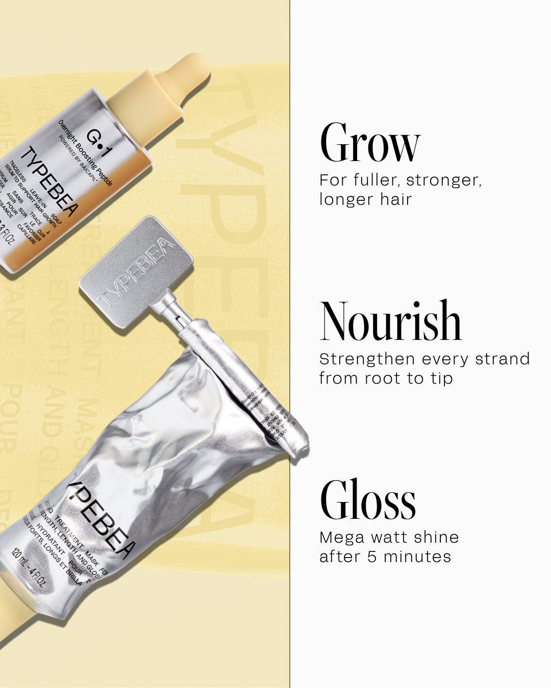 TYPEBEA Hair Growth & Gloss Kit: routine steps