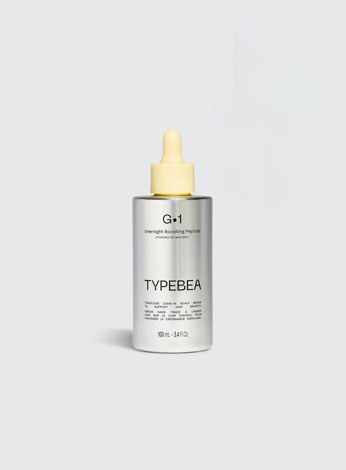 Skincare bottle with dropper labeled 'TYPEBEA' on a white background