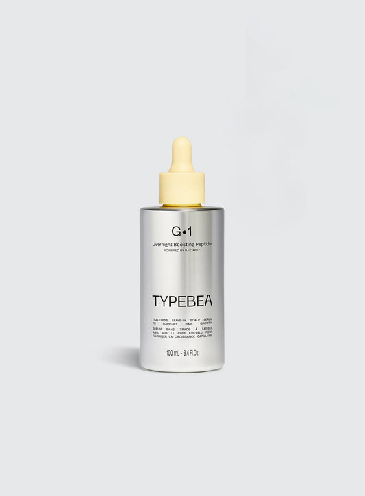 Skincare bottle with dropper labeled 'TYPEBEA' on a white background